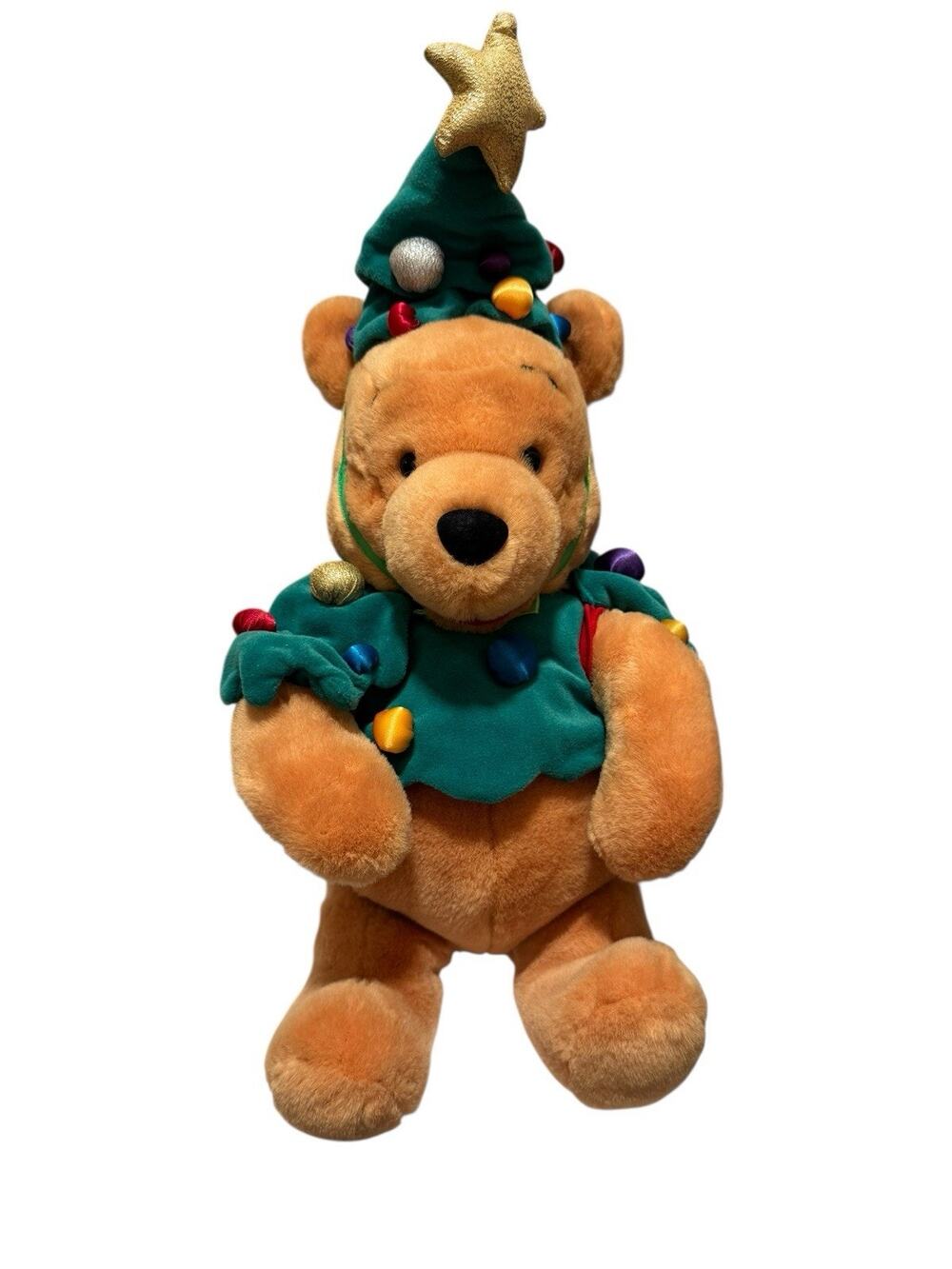 The Disney Store Winnie The Pooh Christmas Tree Holiday Stuffed Plush Doll 14”